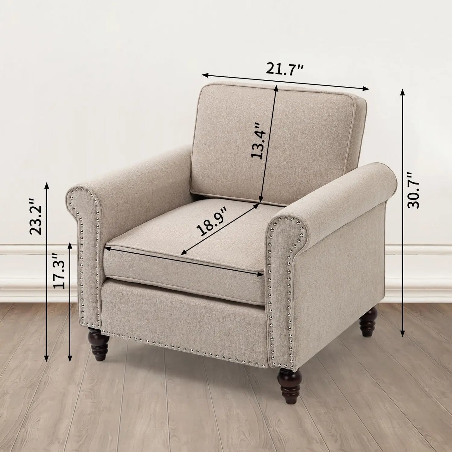 Modern Upholstered Accent Chair Armchair, Fabric Reading Living Room Side Chair,Single Sofa with Lounge Seat and Wood Leg