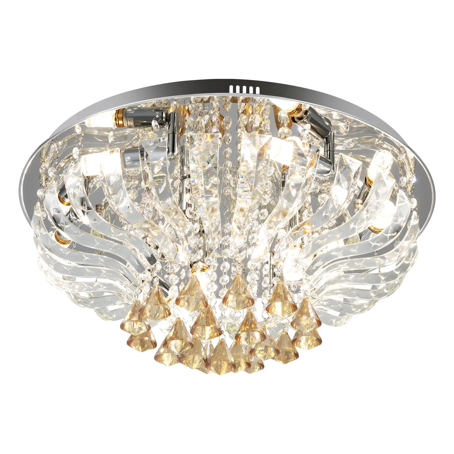 60*30cm Crystal Ceiling Lamp K9 Modern Crystal Chandelier 85V-265V with Light Remote Control Three Light Colors for Dining Room