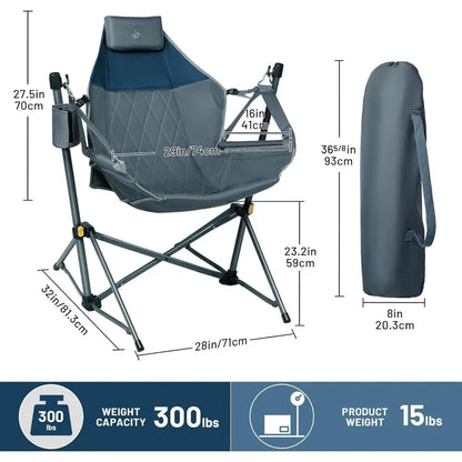 Hammock Camping Chair with Adjustable Backrest, Heavy Duty Folding Hammock Chair Supports 300lbs, Portable Hammock Chair