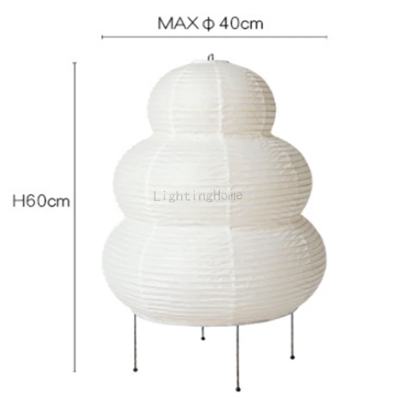 Japanese Design Akari Wabi-sabi Table Lamp White Rice Paper Decorative Desk Lights for Bedroom Living/Dining Room Study Loft