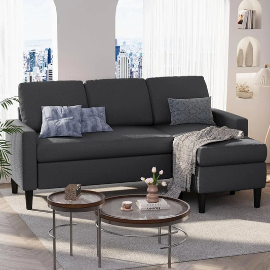 Convertible Sectional Sofa Couch,  L Shaped Couch Sofa for Living Room Small Sectional L Shape Sofa Couch with Breathable Fabric