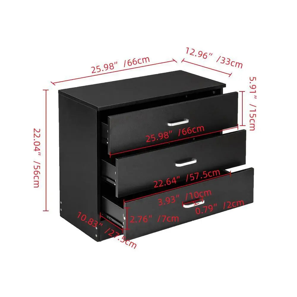 Cómoda de 3 cajones Muebles de dormitorio de madera Almacenamiento de cajones para espacios pequeños