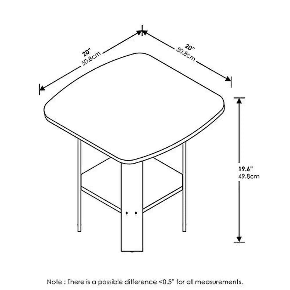 Ensemble de 2 tables d'appoint au design simple, motif marbre expresso, coins arrondis de haute qualité, ajustement sûr, espace économique, 20"x20"x19,6"