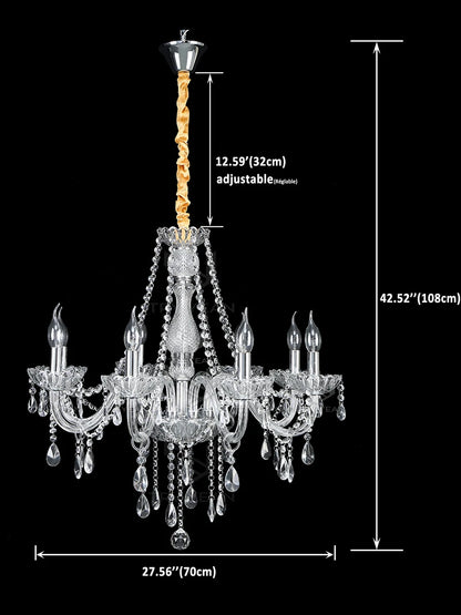 TRY-YEAN Cognac Crystal Glass Chandelier 8 Arms Chandelie Glass Living Room Bedroom Wedding Decor Hanging Lamp Lobby Suspension