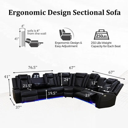 Fauteuil inclinable, canapé sectionnel inclinable électrique en cuir avec LED, canapé sectionnel inclinable électrique, canapé en cuir respirant