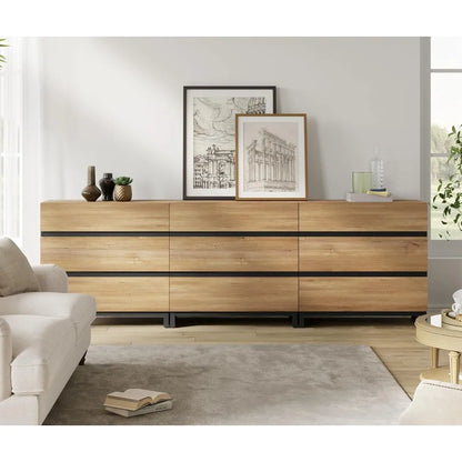 Dresser for Bedroom, Closet Organizers and Storage with 6 Drawers, Chest of Drawers with Metal Base, Modern Wood Dresser