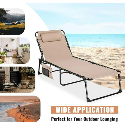 Chaise longue d'extérieur surdimensionnée, chaise longue pliante robuste pour l'extérieur, chaise longue de plage portable à trois volets