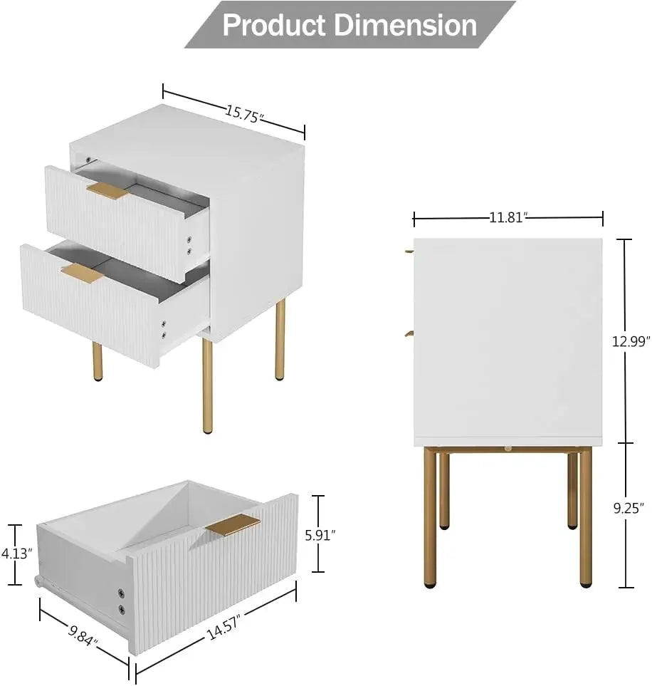 Table de chevet, commode à 2 tiroirs pour chambre à coucher, petite table d'appoint avec 2 tiroirs, meuble de chevet, table de nuit