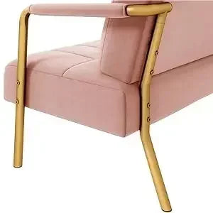 Canapé 2 places moderne de 56,5 po de largeur, luxueux canapé en tissu velours avec accoudoirs et pieds en métal doré pour chambre à coucher, Studio Pink