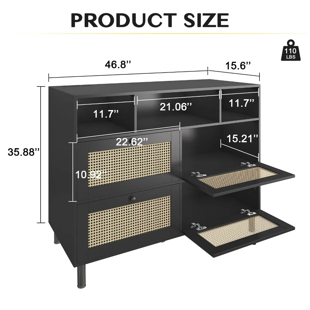 TV Stand, Deformable TV Stand with LED Lights & Power Outlets, Modern TV Stand for 45/50/55/60/65/75 Inch TVS,