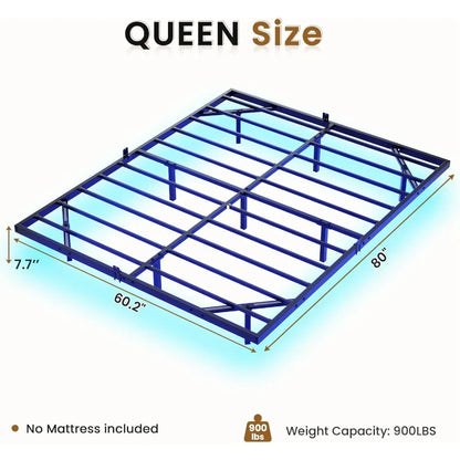 Floating Bed Frame Full Size with LED Lights, Metal Platform Full Bed with Heavy Duty Steel Slats and 4 Mattress Slide Stopper