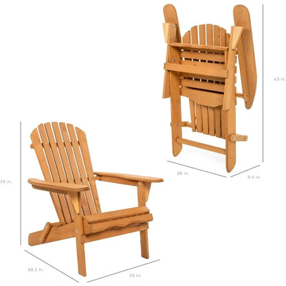 Chaise pliante Adirondack Best Choice Products - Meubles d'extérieur en bois - Chaises longues pour foyer - Pour cour, jardin, terrasse