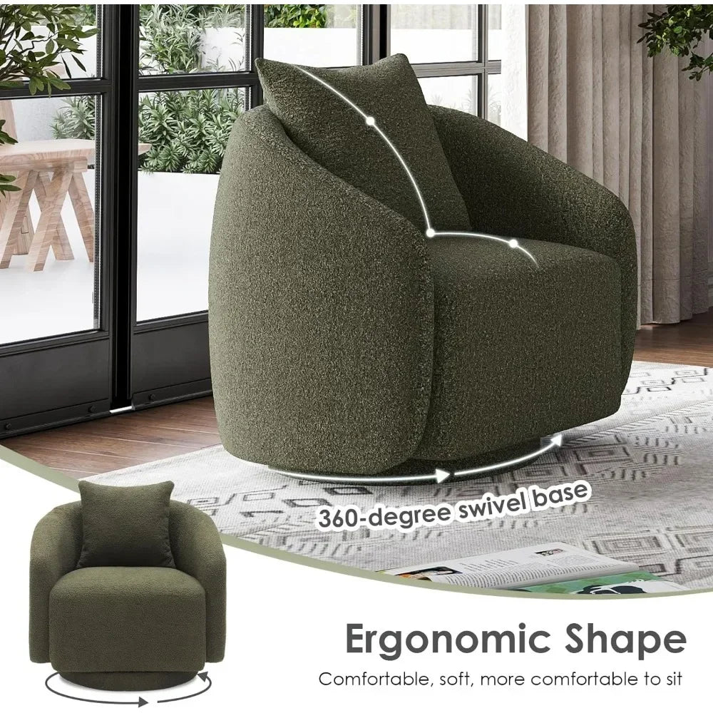 Swivel Accent Chair Armchair Living Room Chairs Round Barrel Chair for Living Room Bedroom Waiting Room Office Home Furniture