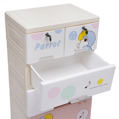 Commode de rangement moderne en plastique à roulettes pour perroquet, 5 niveaux, 6 tiroirs, meuble de chambre à coucher, organisateur de maison pour vêtements avec serrure