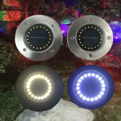 Luz de disco de energía solar de 8 LED para exteriores, luz subterránea para jardín, luz de cubierta, foco, lámpara LED solar enterrada, decoración de jardín