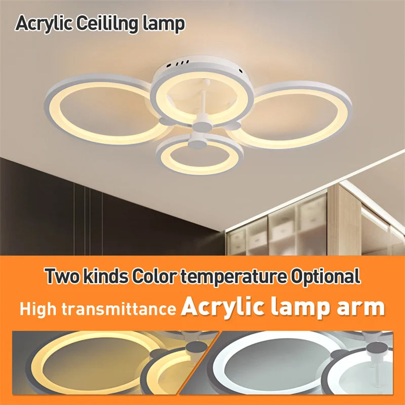 Lámpara de araña LED acrílica moderna para interiores, dormitorio, sala de estar, plafón de atenuación, accesorios de iluminación de cocina, luces colgantes, lustres de decoración