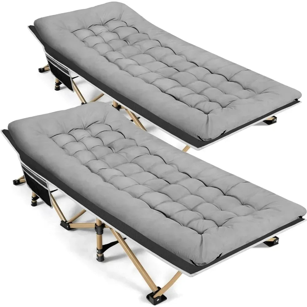 Lit de camp portable, lit de couchage pour adulte, lit pliant extra large et robuste de 28 pouces, charge maximale de 600 lb avec matelas épais