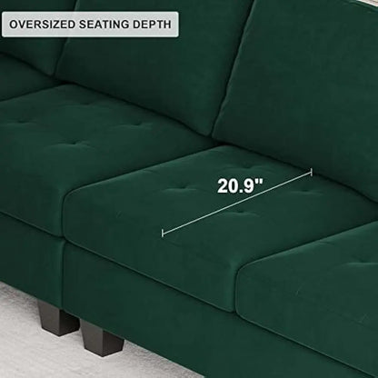 Belffin Velvet Single Seat Module for Modular Sectional Sofa Couch Accent Armless Sofa Couch Chair Modern Fabric Green