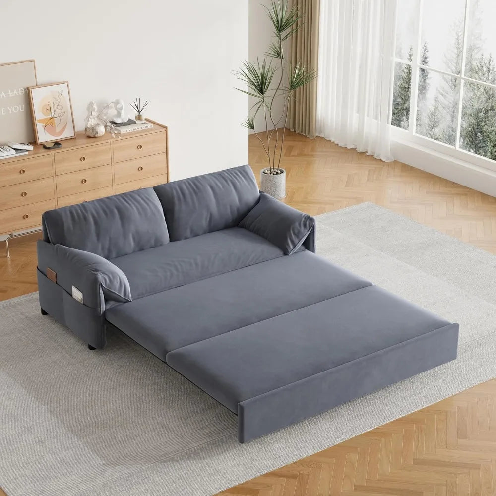 3 in 1 Convertible Queen Sleeper Sofa Bed Comfy Pull Out Futon Couch Bed Modern Loveseat Sofa Multi-Functional Cloud Couch