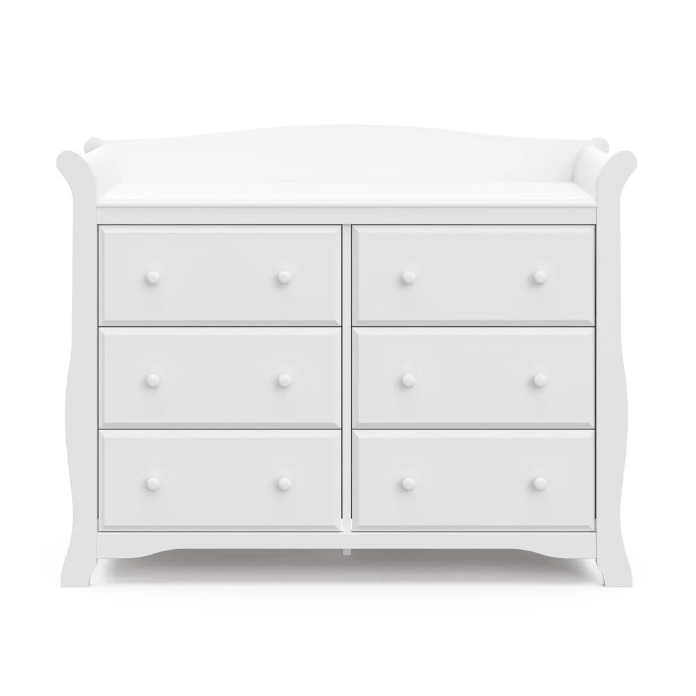 Commode double à 6 tiroirs Avalon pour chambre à coucher, organisateur de commode pour chambre d'enfant, coffre pour chambre à coucher avec 6 tiroirs, design classique