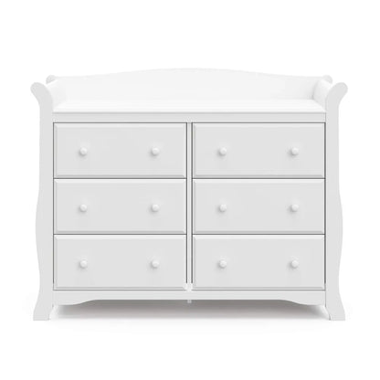 Commode double à 6 tiroirs Avalon pour chambre à coucher, organisateur de commode pour chambre d'enfant, coffre pour chambre à coucher avec 6 tiroirs, design classique