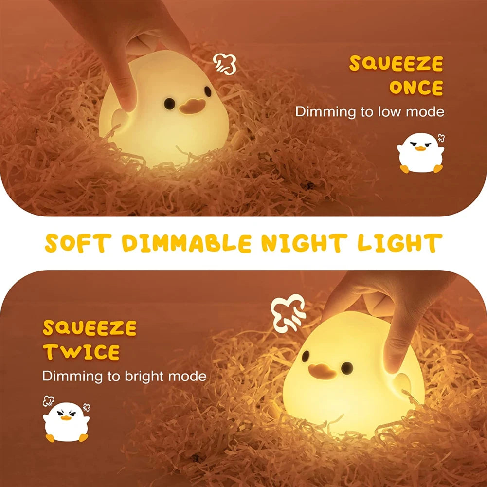 Led Cute Silica Gel Bean Duck Night Light With Touch Sensor Rechargeable Table Lamp Bedside Lamp For Bedroom Living Room