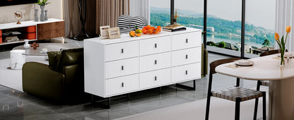 Commode à 9 tiroirs pour chambre à coucher, grande commode double avec tiroirs larges, commode moderne, commode de rangement