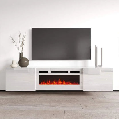 Cali WH-EF Floating Fireplace TV Stand for TVs up to 80", Modern High Gloss 72" Entertainment Center, Wall Mounted Electric