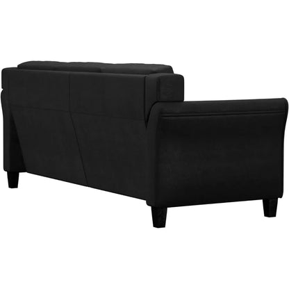 Sofá Harrington, negro, 31,5" de profundidad x 78,7" de ancho x 32,7" de alto, suave, cómodo y atmosférico, adecuado para sala de estar, dormitorio, oficina.