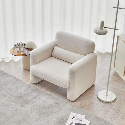 YOOBECH - Sillón individual moderno con brazos, tapizado en tela de cordero, cómodo sillón de lectura para dormitorio y sala de estar, color beige