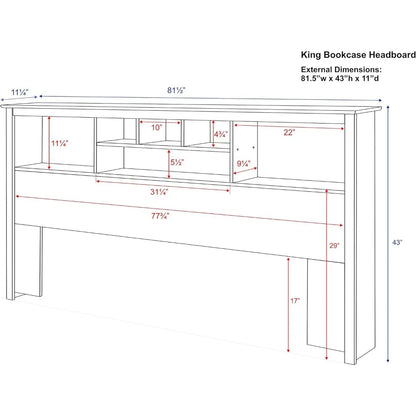 King Size Bed Headboard Stylish Espresso King Headboard with Bookcase for King Size Beds Freestanding (81.5" W X 43" H X 11" D)