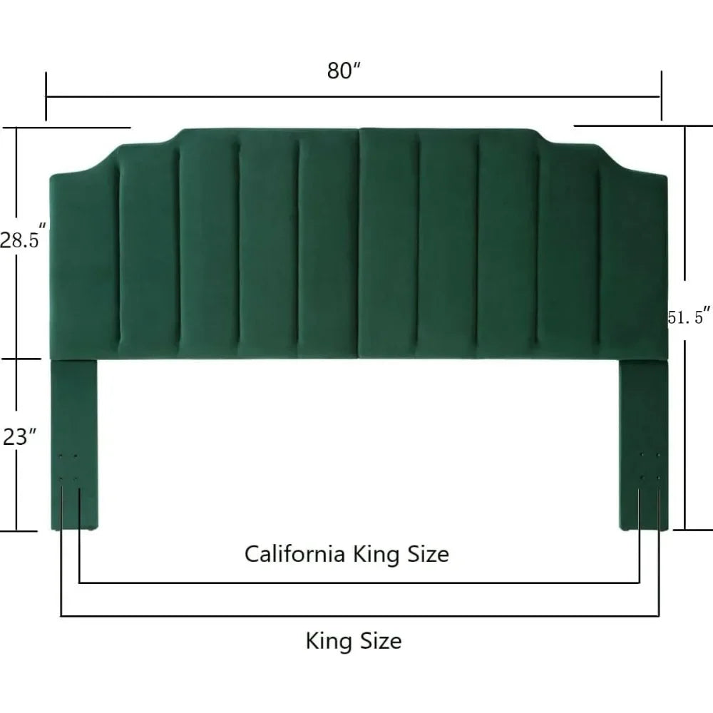 Tête de lit capitonnée en velours moderne pour lit King/Cal King, tête de lit capitonnée pour lit King/Cal King, design moderne à canaux verticaux