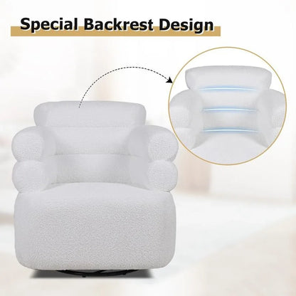 Swivel Accent Chair with Lamb Wool Fabric, Comfy Swivel Barrel Chair for Living Room Bedroom Small Space, Sherpa Swivel Chair Md