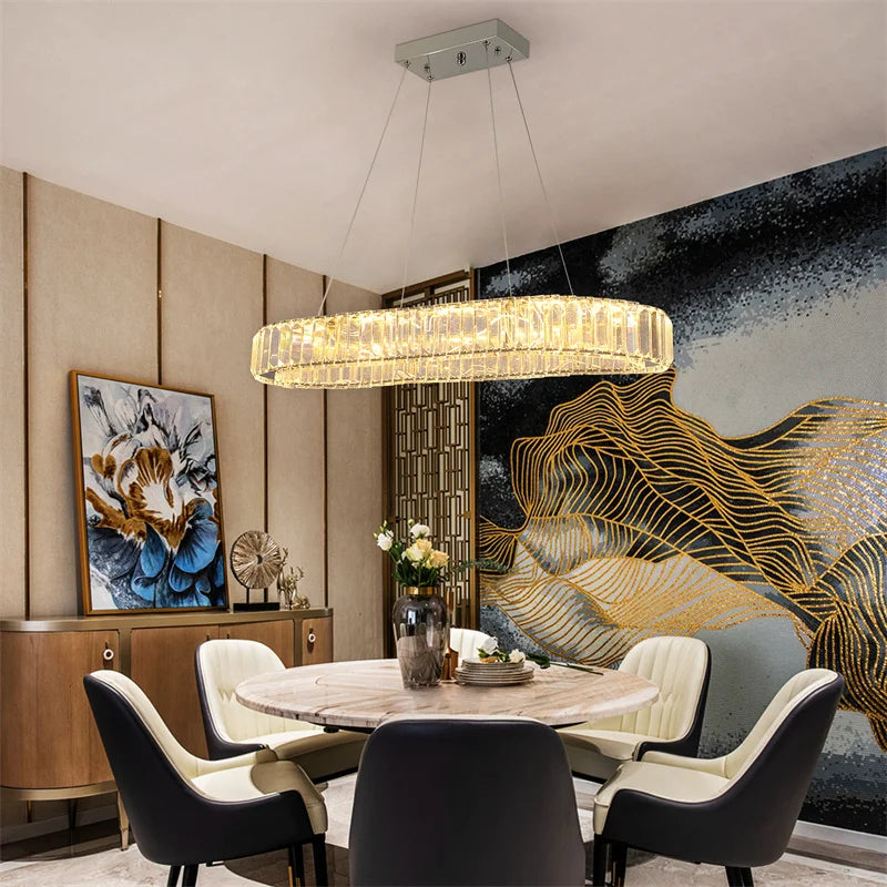 Modern Crystal Chandelier Dining Room Decor Pendant Hanging Light Fixtures For Living Room Ceiling Lamp Lustre Home Decoration