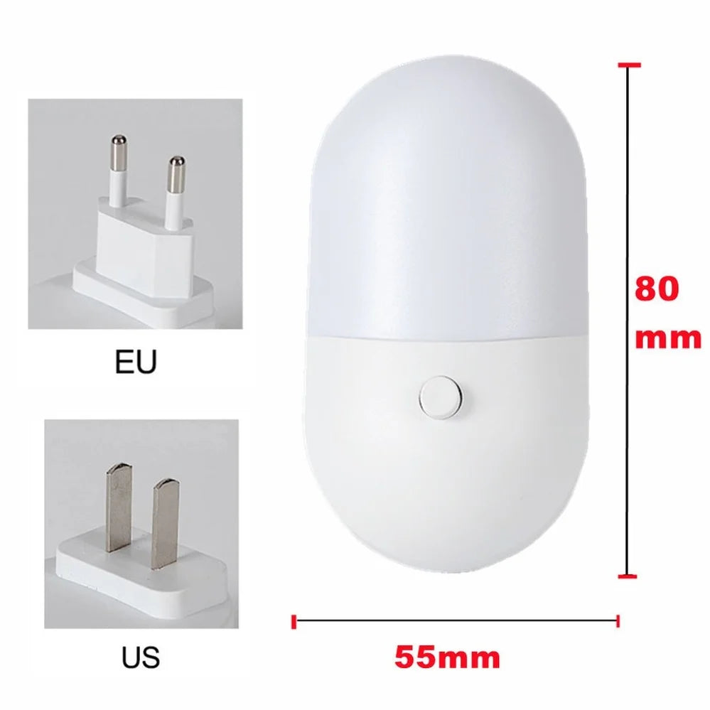 Lámpara de noche con luz LED de noche con enchufe UE/EE. UU., CA de 220 V, para dormitorio, regalo para niños, bonita lámpara de noche para pasillo, WC