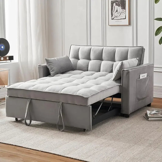 Sofá cama convertible 3 en 1, sofá cama moderno con cama extraíble, respaldo ajustable, sofá futón de dos plazas