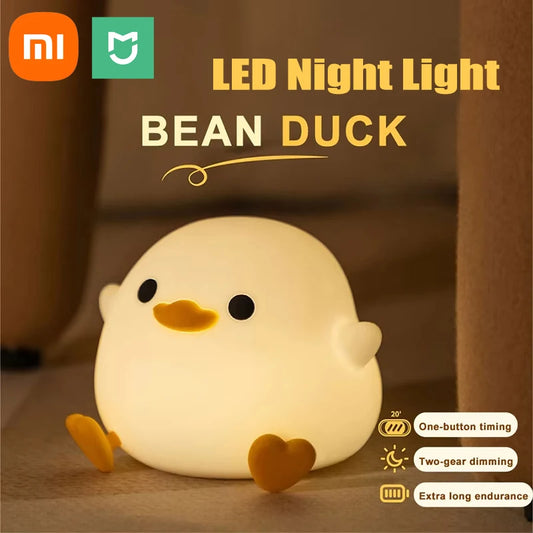 Lámpara de noche LED Xiaomi MIJIA con forma de pato de silicona para niños, sensor táctil, temporizador, recargable por USB, luz suave para el cuidado de los ojos