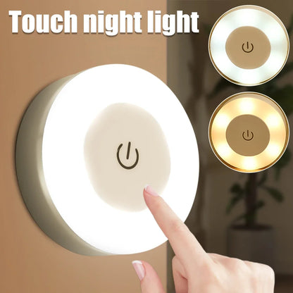 Mini LED tactile capteur veilleuses USB rechargeable cuisine chambre base magnétique applique murale ronde portable variateur lampe de nuit