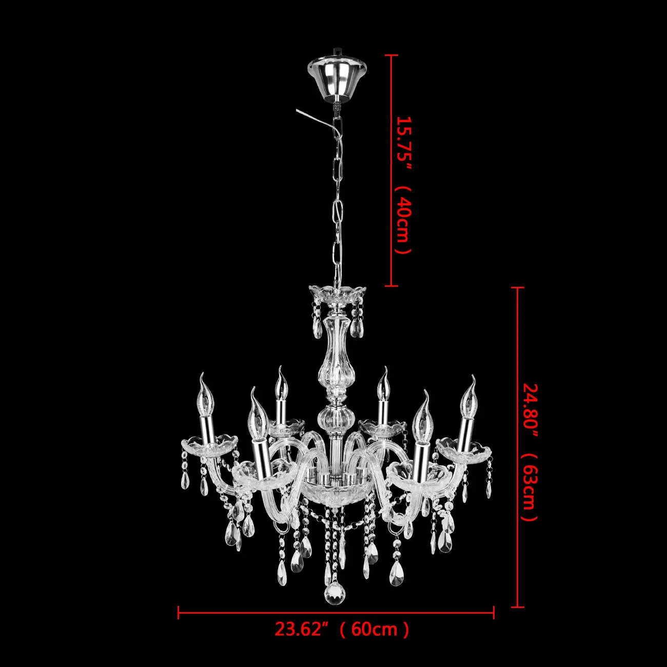 Samger Classic 6 Lights Tassels Chandelier 6 arms Crystal Lustre Light Ceiling Light Lamp Lighting