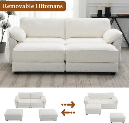 Sofá cama Love Seat para sala de estar, sofá cama convertible de 81" de profundidad en color blanco nube, sillón moderno de gran tamaño