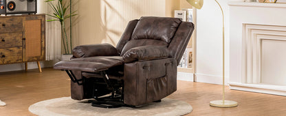 Power Lift Recliner for Elderly, Lift Chair with Heat and Massage，PU Recliner Sofa with Timing Function 2 Side Pockets