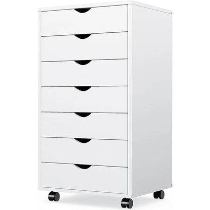 7 Chest of Drawers - Dresser Storage Cabinet Wooden Dresser, White Drawer Wooden Tissue Furniture for Office, Home