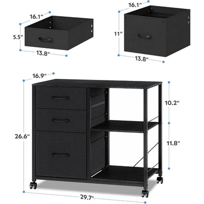 3 drawer fabric filing cabinet, suitable for rolling horizontal and printer stand filing cabinets in home offices