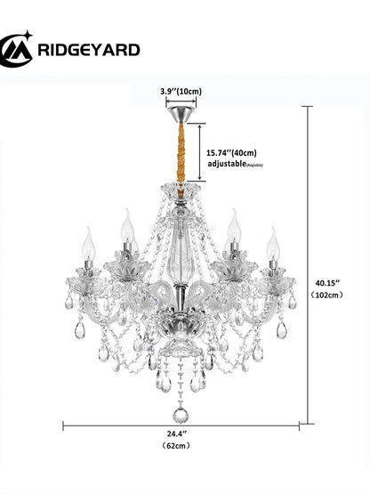 Ridgeyard 6-8 Arms Modern Crystal Glass Chandelier K9 Home Decor Luxury Pendant Candle Lamp For Dining Living Room Bedroom Light