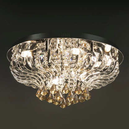 60*30cm Crystal Ceiling Lamp K9 Modern Crystal Chandelier 85V-265V with Light Remote Control Three Light Colors for Dining Room