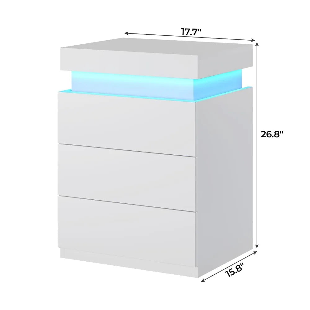 Ensemble de 2 tables de nuit à LED 2024, table de nuit avec station de charge et plateau coulissant, table de chevet avec prises de courant et tiroirs