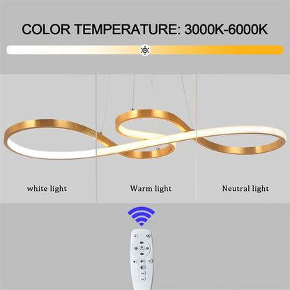 Lustre d'art d'intérieur avec télécommande à intensité variable, luminaire suspendu à LED simple pour salle à manger, luminaire suspendu de cuisine