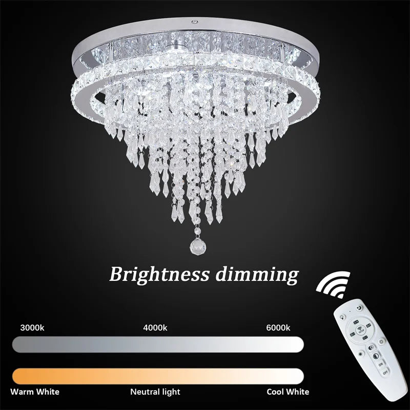 Modern K9 Luxury Crystal Ceiling Lamp Smart Led Living Dining Room Pendant Light Chandelier Remote Control Hanging Decor Luminai