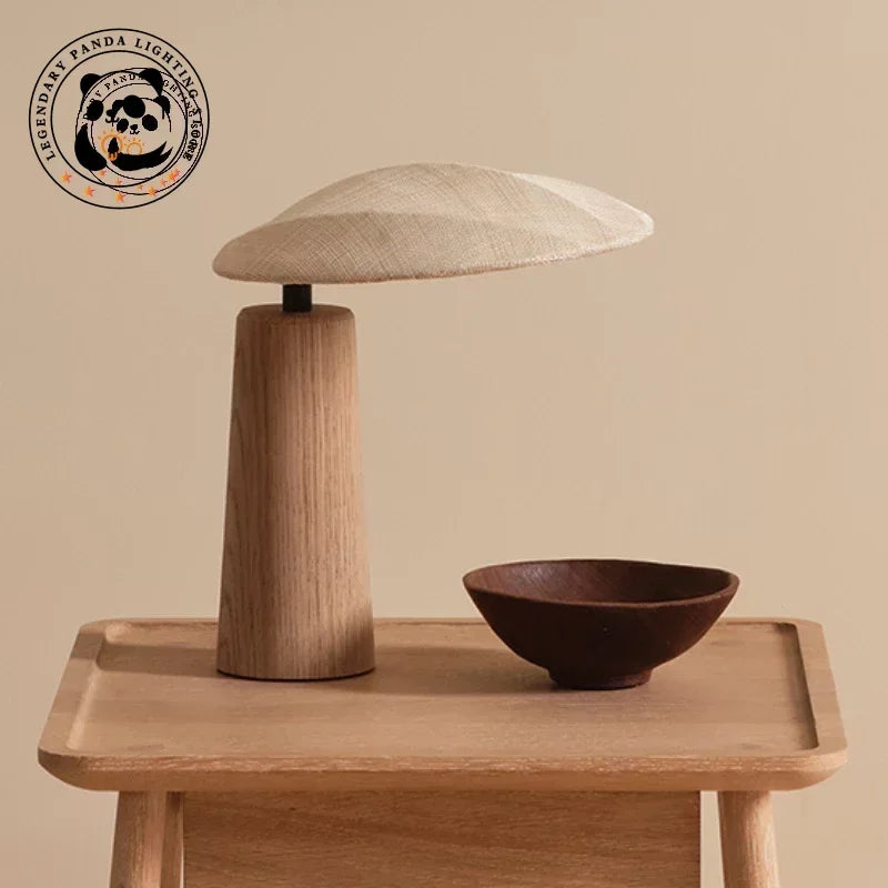 Lámpara de mesa de madera maciza japonesa Wabi-sabi, pantalla de tela LED, decoración de arte zen, luz de escritorio, sala de estar/modelo, dormitorio, casa de té, estudio