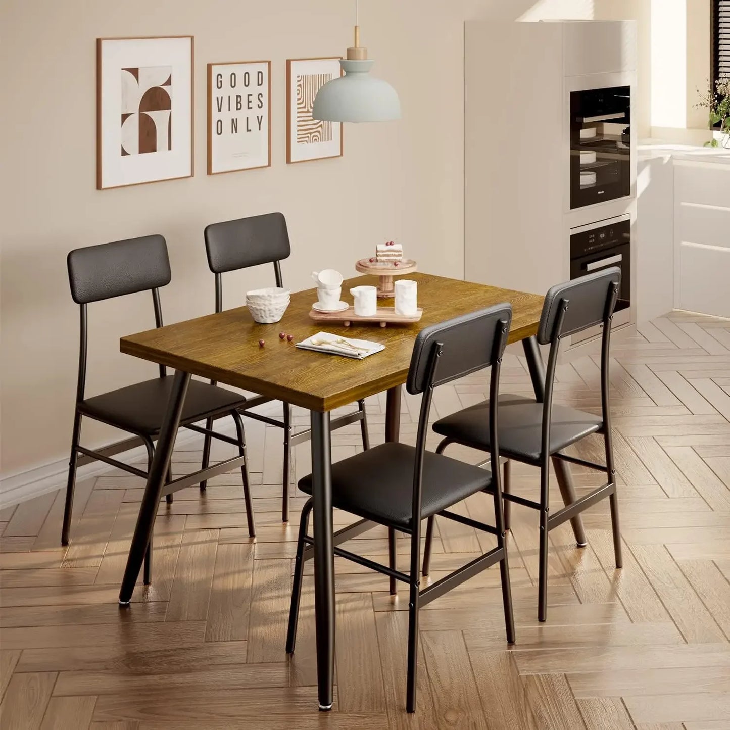 Mesa de comedor de cocina con 4 sillas para espacios pequeños Mesas y sillas de comedor Juego de comedor para apartamento Muebles para dormitorio